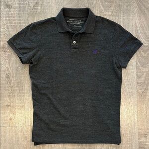 American Eagle Outfitters Men's Dark Gray Polo Shirt